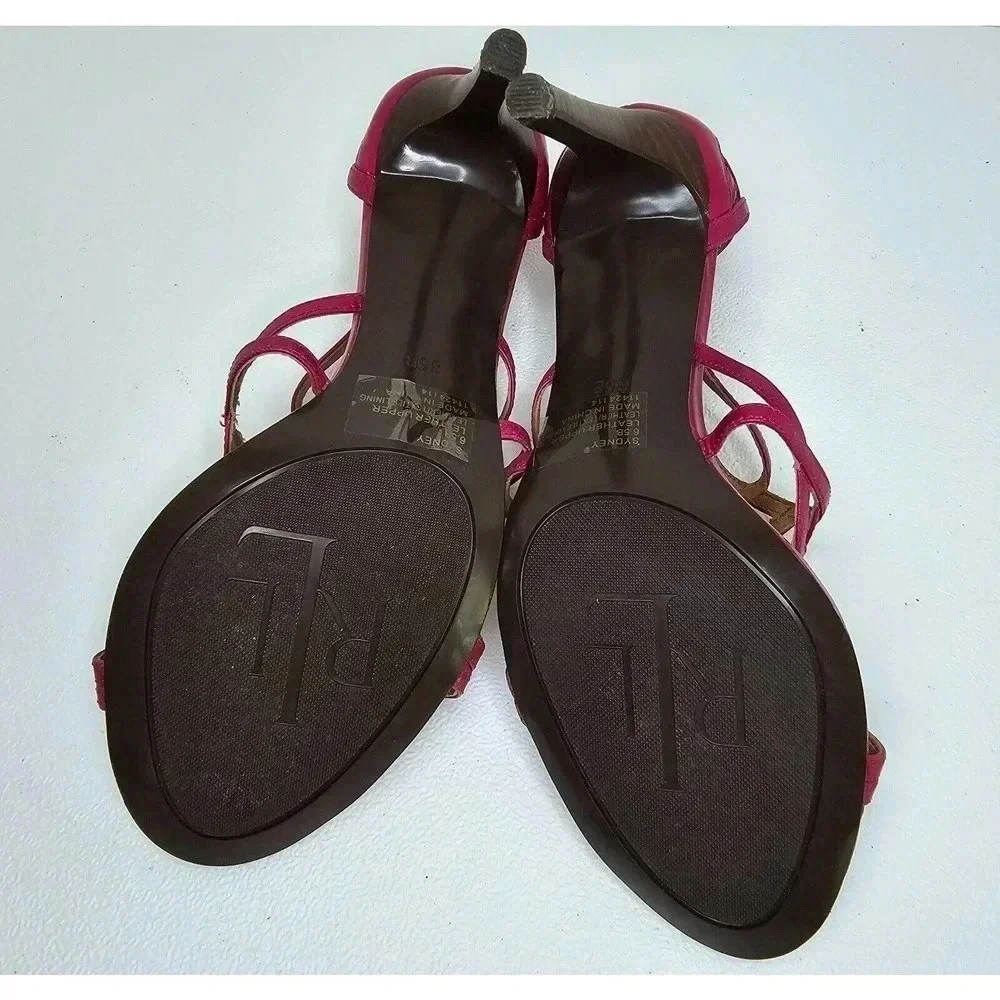 Lauren Ralph Lauren SYDNEY Leather Strappy Spike Heel Sandals HOT PINK Size 6.5 - Picture 8 of 9